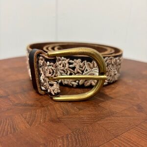 Lucky Brand Natural Floral All-Over Embroidered Belt Women's Size Medium